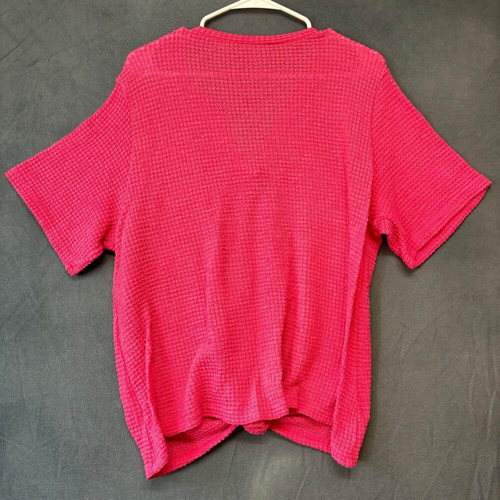 Shein Curve Textured Blouse 1X Tie Front Barbie Short Sleeve Work Casual Teacher - Picture 8 of 8